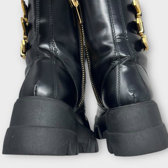 Thursday Boot Co. Dynasty Black Leather Lace-Up Platform Combat Boots Size 8 - Picture 6 of 15